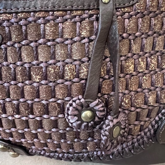 Isabella Fiore Braided Brown Leather Hobo Bag Studded Beautiful Very Good Cond - Picture 7 of 11